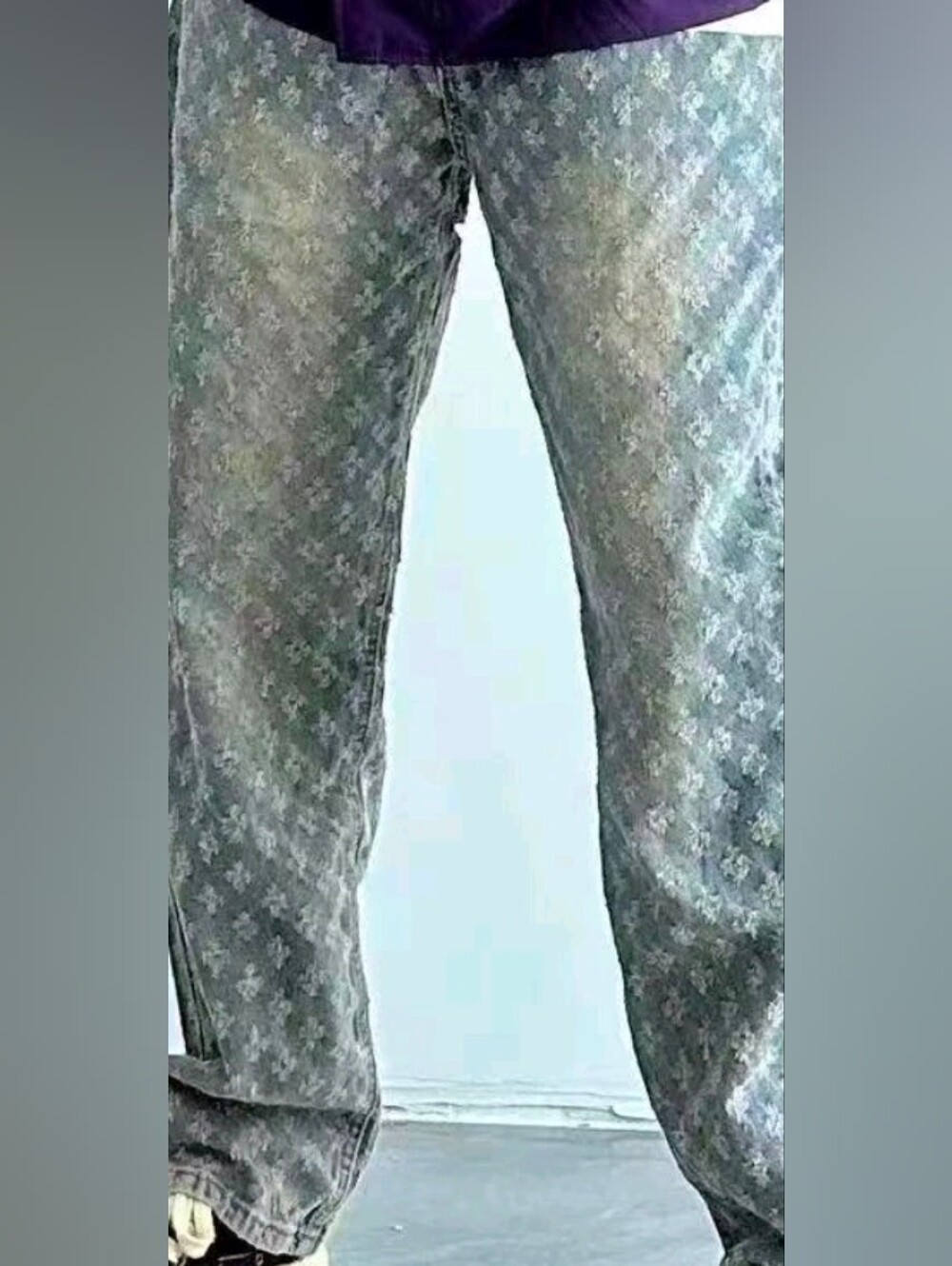 Mens 2XL Jacquard Full Print Streetwear Loose Jeans